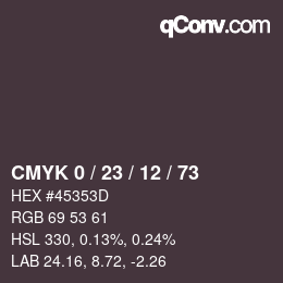 カラーコード: CMYK 0 / 23 / 12 / 73 | qconv.com