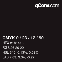 カラーコード: CMYK 0 / 23 / 12 / 90 | qconv.com