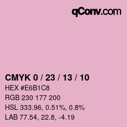 カラーコード: CMYK 0 / 23 / 13 / 10 | qconv.com