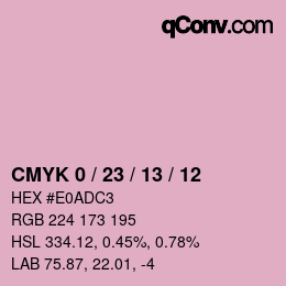 カラーコード: CMYK 0 / 23 / 13 / 12 | qconv.com