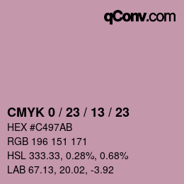 颜色代码: CMYK 0 / 23 / 13 / 23 | qconv.com