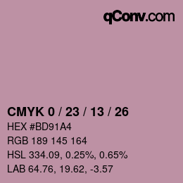 カラーコード: CMYK 0 / 23 / 13 / 26 | qconv.com