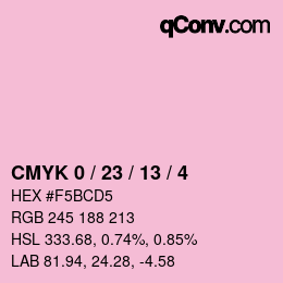 カラーコード: CMYK 0 / 23 / 13 / 4 | qconv.com