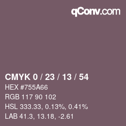 カラーコード: CMYK 0 / 23 / 13 / 54 | qconv.com