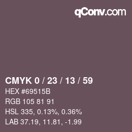 カラーコード: CMYK 0 / 23 / 13 / 59 | qconv.com