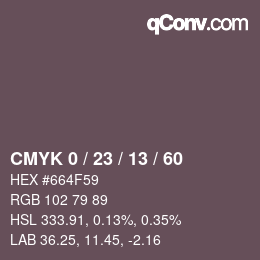 カラーコード: CMYK 0 / 23 / 13 / 60 | qconv.com