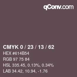 カラーコード: CMYK 0 / 23 / 13 / 62 | qconv.com
