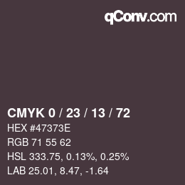 Color code: CMYK 0 / 23 / 13 / 72 | qconv.com