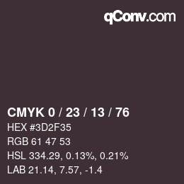 カラーコード: CMYK 0 / 23 / 13 / 76 | qconv.com