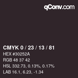 カラーコード: CMYK 0 / 23 / 13 / 81 | qconv.com