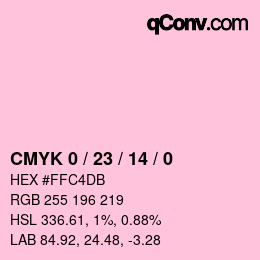 カラーコード: CMYK 0 / 23 / 14 / 0 | qconv.com