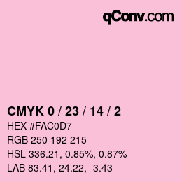 カラーコード: CMYK 0 / 23 / 14 / 2 | qconv.com