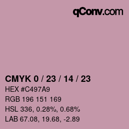 カラーコード: CMYK 0 / 23 / 14 / 23 | qconv.com