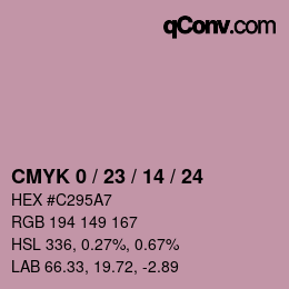カラーコード: CMYK 0 / 23 / 14 / 24 | qconv.com