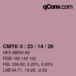 カラーコード: CMYK 0 / 23 / 14 / 26 | qconv.com
