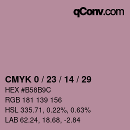 カラーコード: CMYK 0 / 23 / 14 / 29 | qconv.com