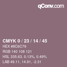 Farbcode: CMYK 0 / 23 / 14 / 45 | qconv.com
