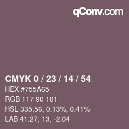 Color code: CMYK 0 / 23 / 14 / 54 | qconv.com