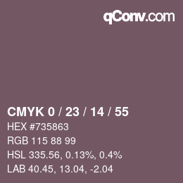 Color code: CMYK 0 / 23 / 14 / 55 | qconv.com