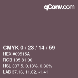 カラーコード: CMYK 0 / 23 / 14 / 59 | qconv.com