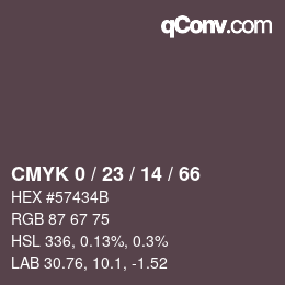 カラーコード: CMYK 0 / 23 / 14 / 66 | qconv.com