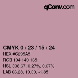 カラーコード: CMYK 0 / 23 / 15 / 24 | qconv.com