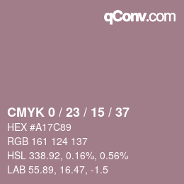 Color code: CMYK 0 / 23 / 15 / 37 | qconv.com