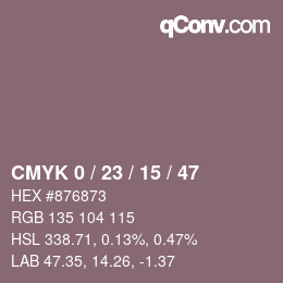 Color code: CMYK 0 / 23 / 15 / 47 | qconv.com