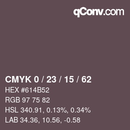 カラーコード: CMYK 0 / 23 / 15 / 62 | qconv.com