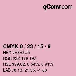 カラーコード: CMYK 0 / 23 / 15 / 9 | qconv.com