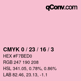 カラーコード: CMYK 0 / 23 / 16 / 3 | qconv.com