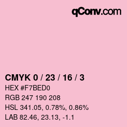 Color code: CMYK 0 / 23 / 16 / 3 | qconv.com