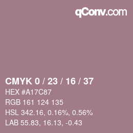 カラーコード: CMYK 0 / 23 / 16 / 37 | qconv.com