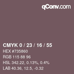 Color code: CMYK 0 / 23 / 16 / 55 | qconv.com