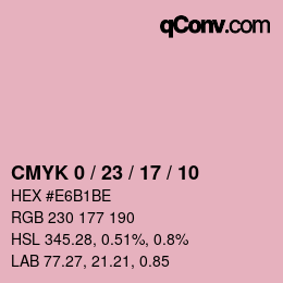颜色代码: CMYK 0 / 23 / 17 / 10 | qconv.com