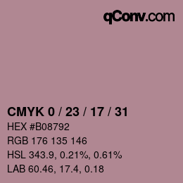 カラーコード: CMYK 0 / 23 / 17 / 31 | qconv.com