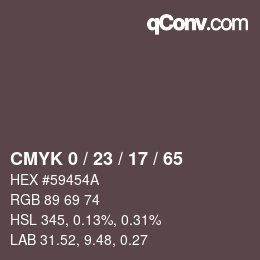 カラーコード: CMYK 0 / 23 / 17 / 65 | qconv.com