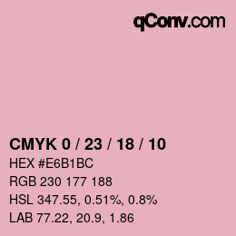 カラーコード: CMYK 0 / 23 / 18 / 10 | qconv.com