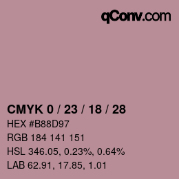 Color code: CMYK 0 / 23 / 18 / 28 | qconv.com