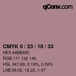 カラーコード: CMYK 0 / 23 / 18 / 33 | qconv.com