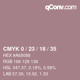 カラーコード: CMYK 0 / 23 / 18 / 35 | qconv.com