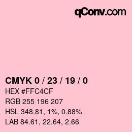 Farbcode: CMYK 0 / 23 / 19 / 0 | qconv.com