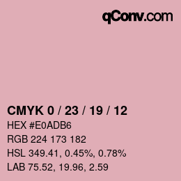 カラーコード: CMYK 0 / 23 / 19 / 12 | qconv.com