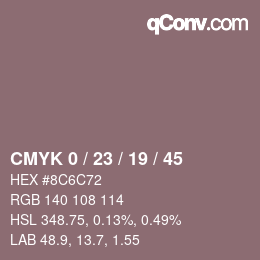 Código de color: CMYK 0 / 23 / 19 / 45 | qconv.com