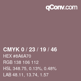 Color code: CMYK 0 / 23 / 19 / 46 | qconv.com