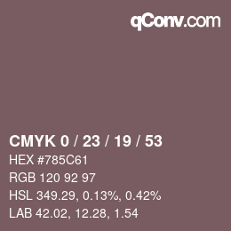 Farbcode: CMYK 0 / 23 / 19 / 53 | qconv.com