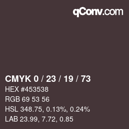 Color code: CMYK 0 / 23 / 19 / 73 | qconv.com