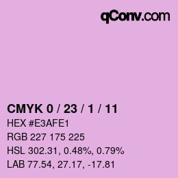 カラーコード: CMYK 0 / 23 / 1 / 11 | qconv.com