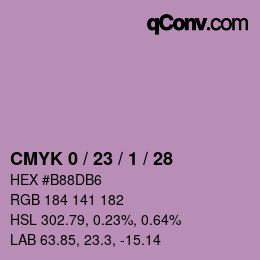 カラーコード: CMYK 0 / 23 / 1 / 28 | qconv.com