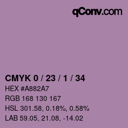 カラーコード: CMYK 0 / 23 / 1 / 34 | qconv.com